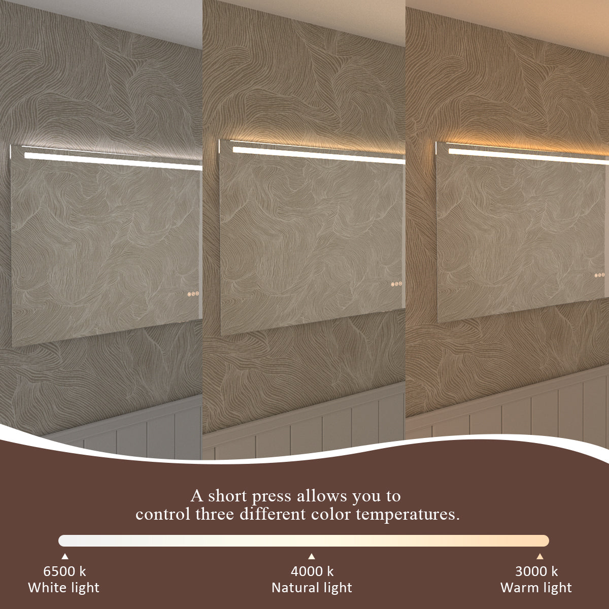 Spring 42 in. W x 24 in. H Rectangular Frameless LED Wall Bathroom Vanity Mirror