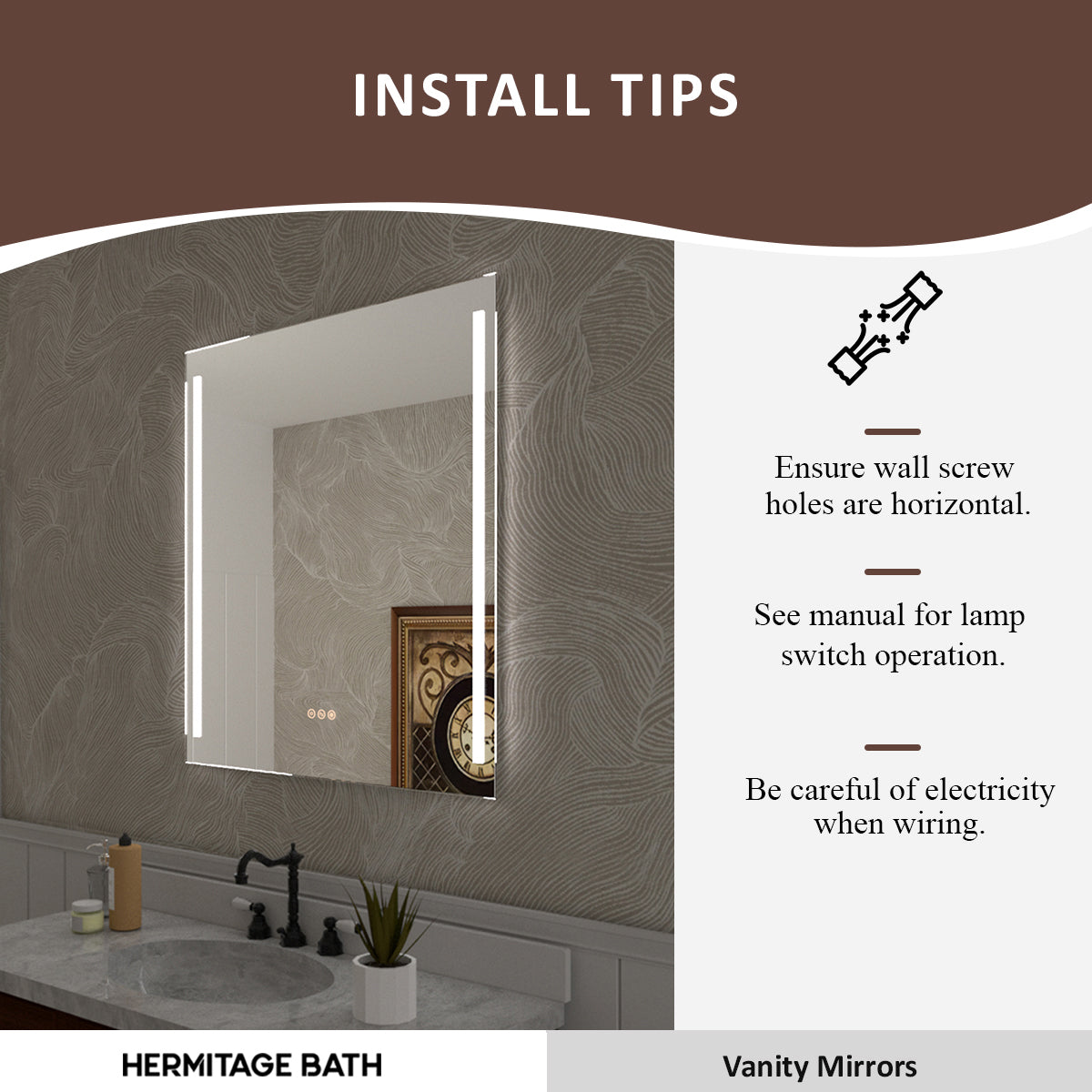 S Spring 24 in. W x 36 in. H Rectangular Frameless LED Wall Bathroom Vanity Mirror