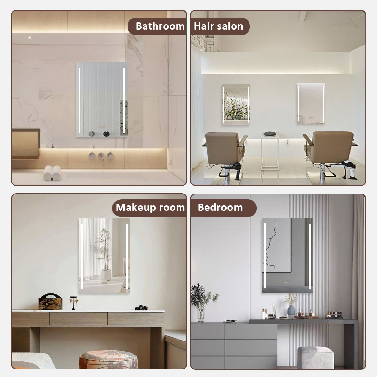 S Spring 24 in. W x 36 in. H Rectangular Frameless LED Wall Bathroom Vanity Mirror