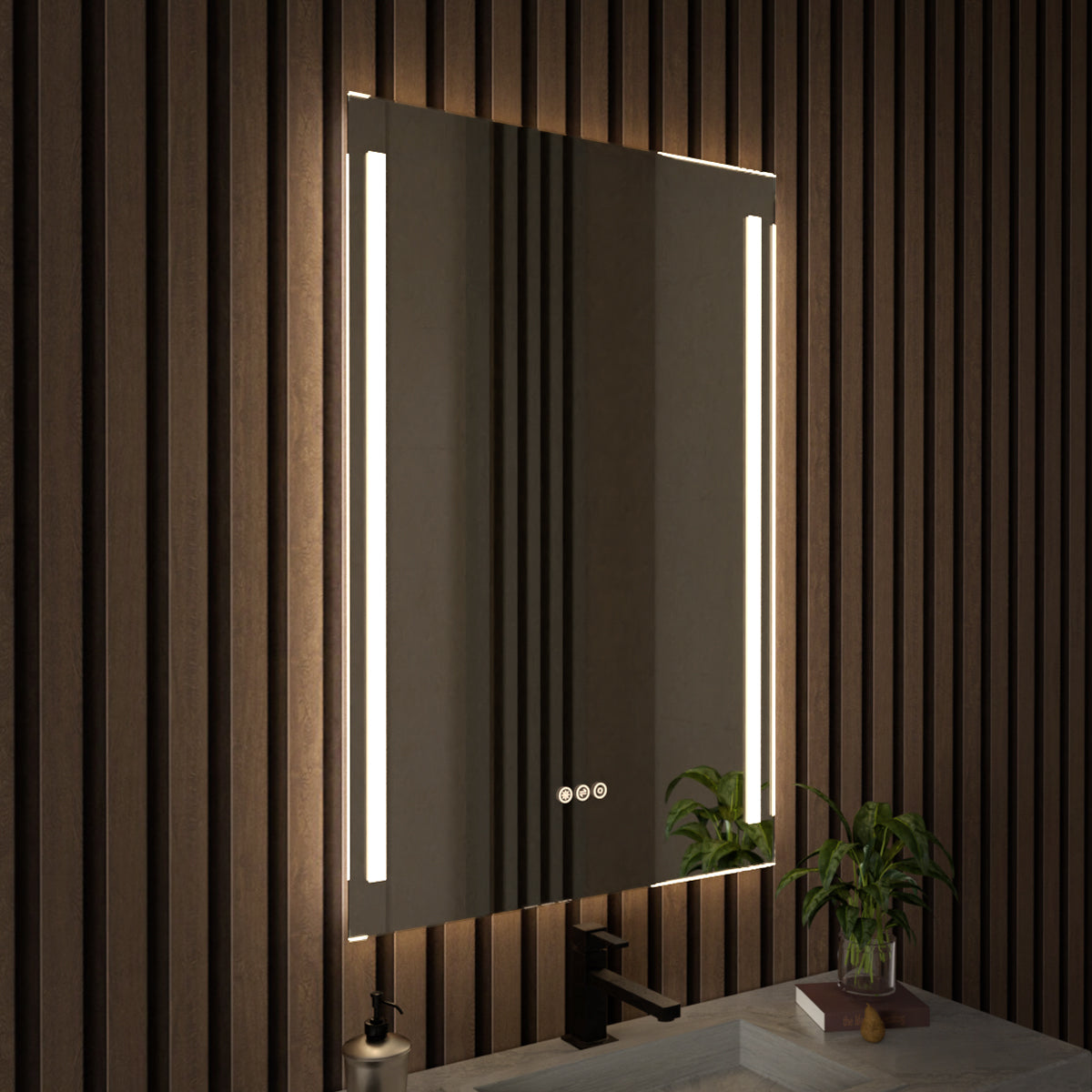 S Spring 24 in. W x 36 in. H Rectangular Frameless LED Wall Bathroom Vanity Mirror
