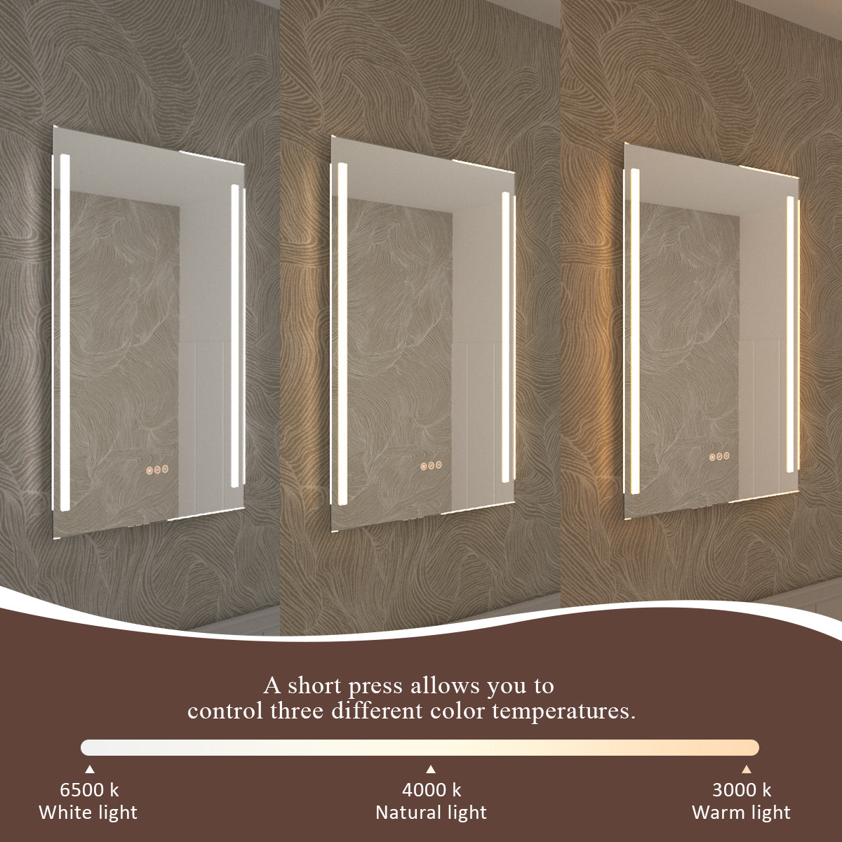 S Spring 24 in. W x 36 in. H Rectangular Frameless LED Wall Bathroom Vanity Mirror