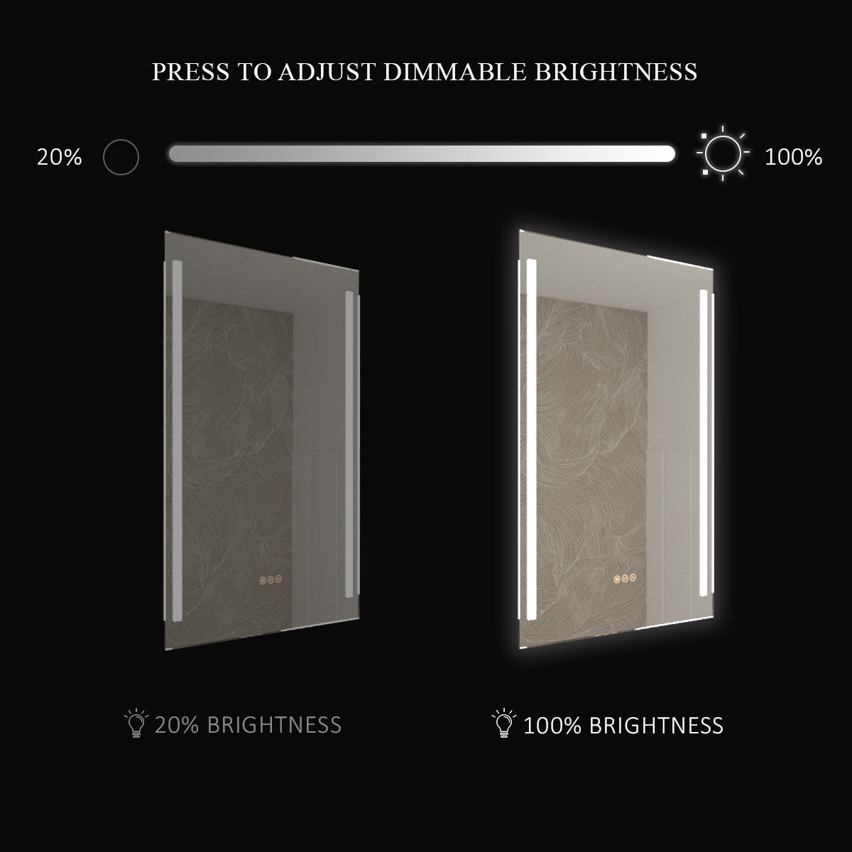 S Spring 24 in. W x 36 in. H Rectangular Frameless LED Wall Bathroom Vanity Mirror