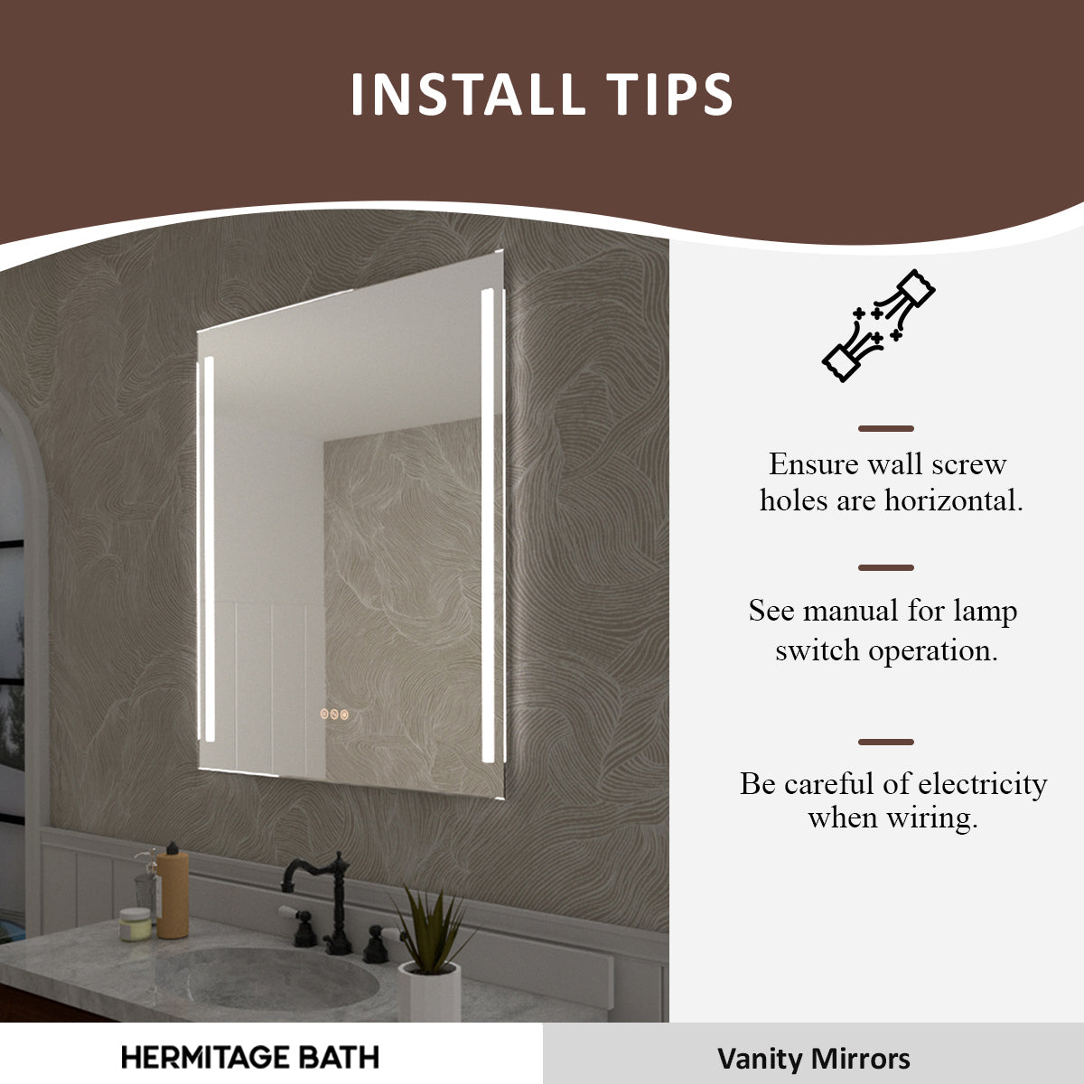 S Spring 24 in. W x 36 in. H Rectangular Frameless LED Wall Bathroom Vanity Mirror