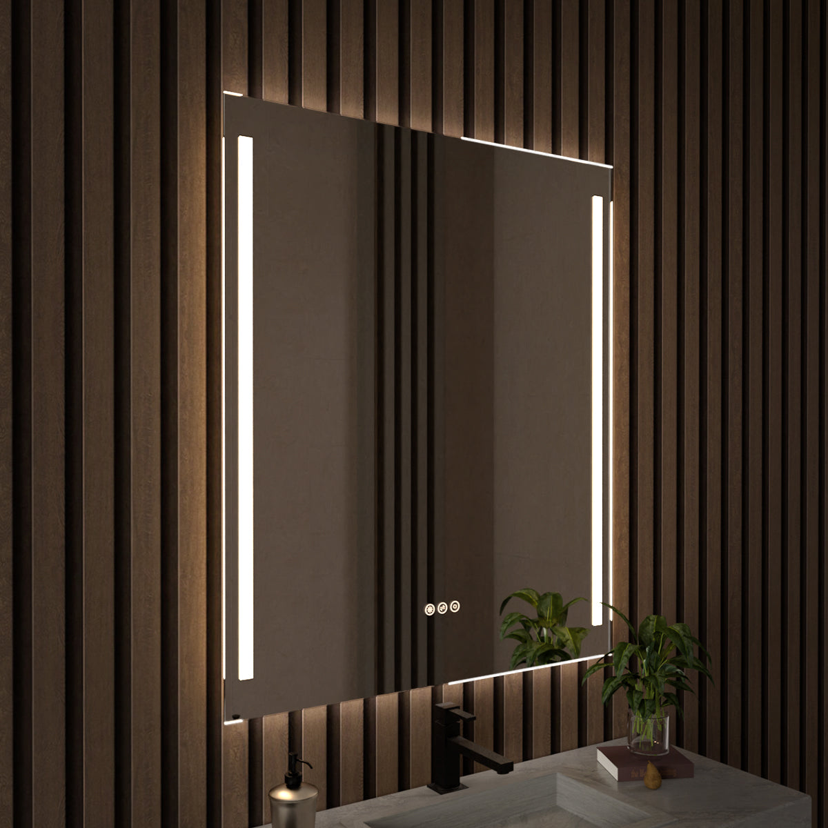 S Spring 24 in. W x 36 in. H Rectangular Frameless LED Wall Bathroom Vanity Mirror
