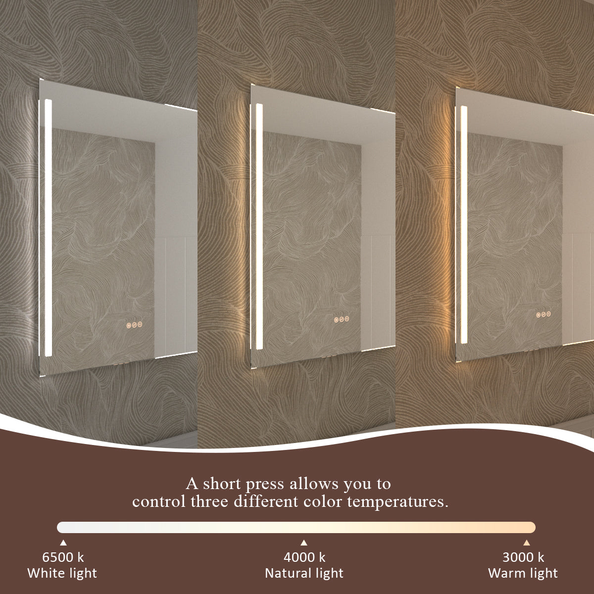 S Spring 24 in. W x 36 in. H Rectangular Frameless LED Wall Bathroom Vanity Mirror