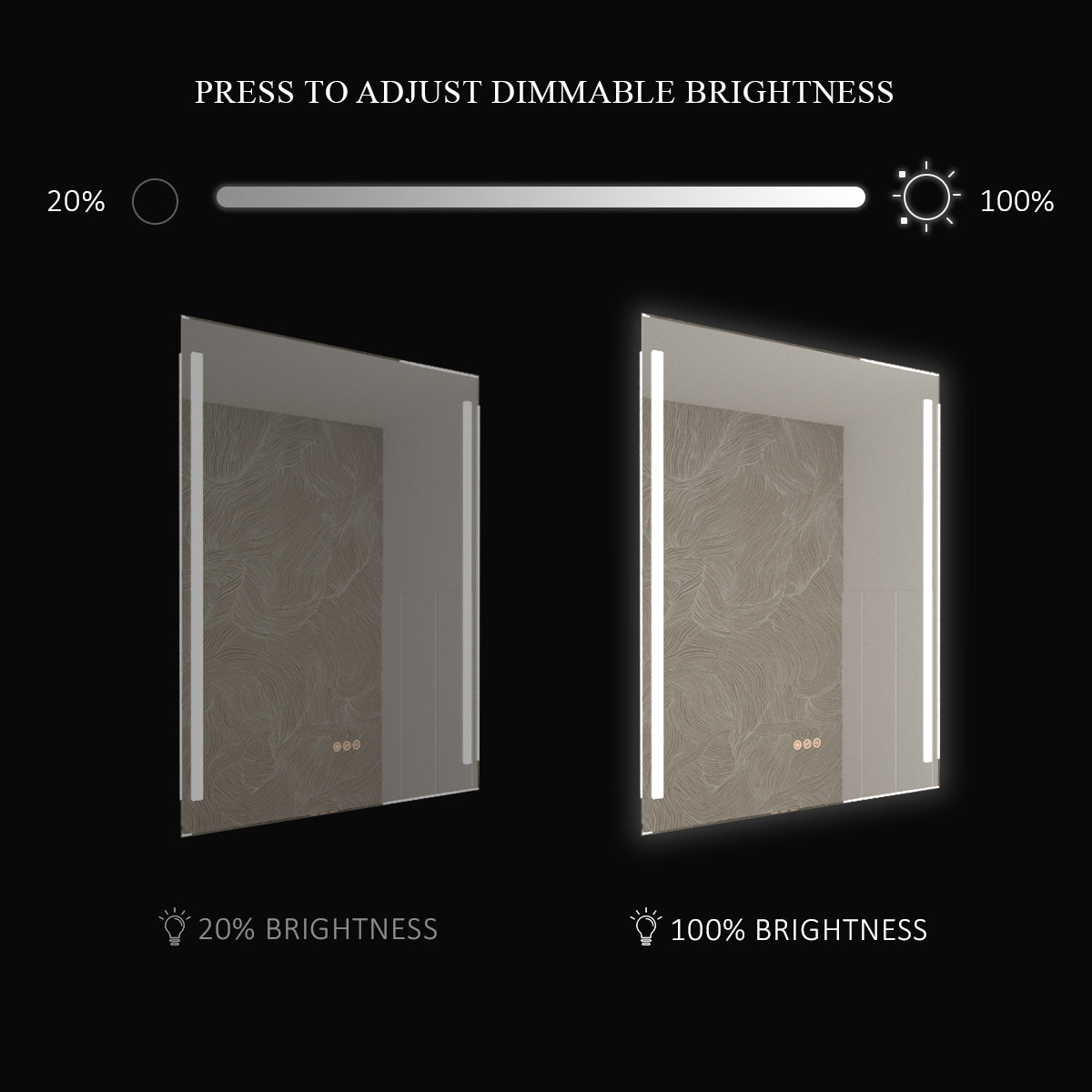S Spring 24 in. W x 36 in. H Rectangular Frameless LED Wall Bathroom Vanity Mirror