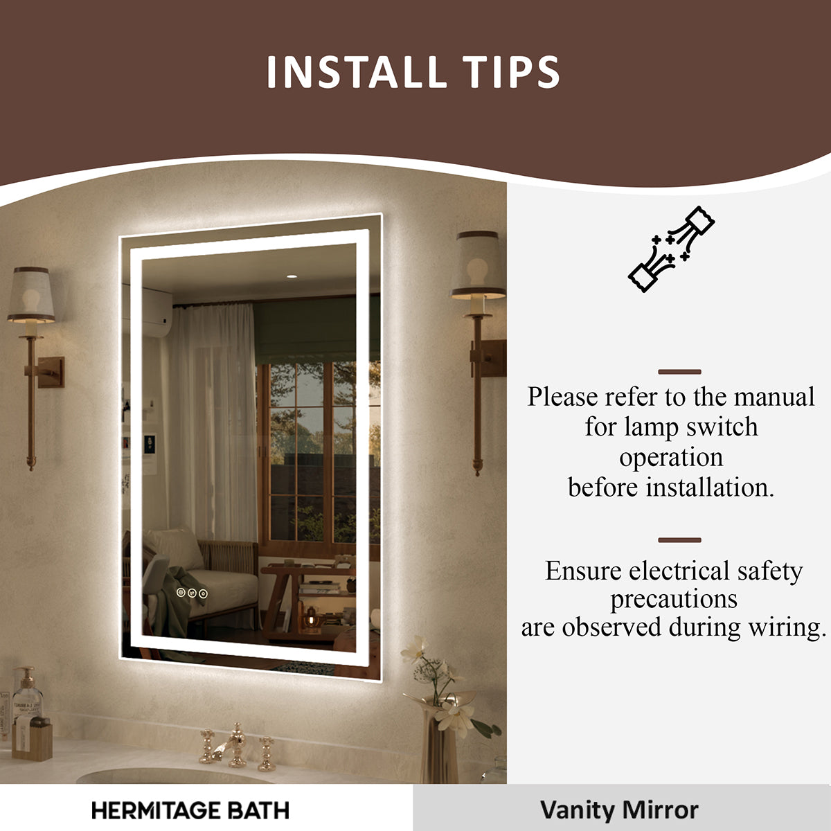 Spring Rectangular Frameless LED Wall Bathroom Vanity Mirror