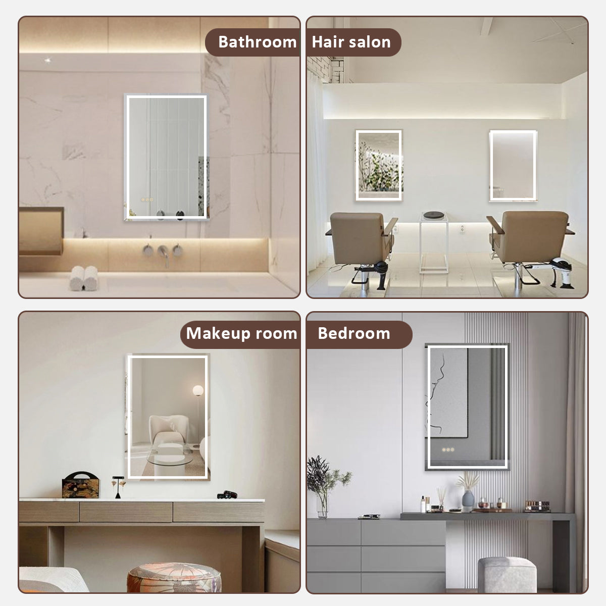 Spring Rectangular Frameless LED Wall Bathroom Vanity Mirror