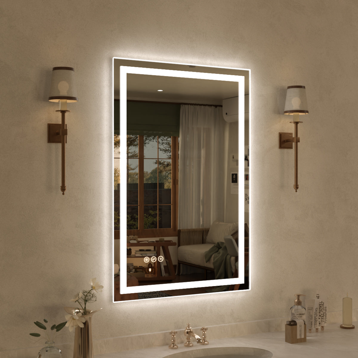 Spring Rectangular Frameless LED Wall Bathroom Vanity Mirror