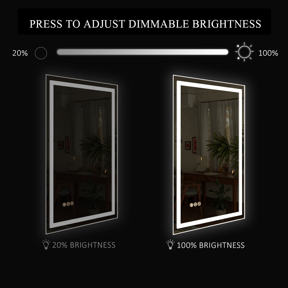 Spring Rectangular Frameless LED Wall Bathroom Vanity Mirror