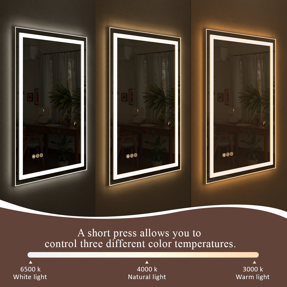 Spring Rectangular Frameless LED Wall Bathroom Vanity Mirror