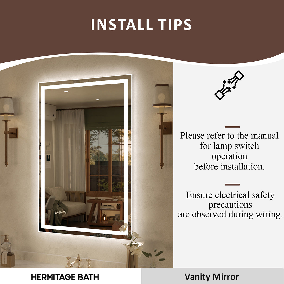 Spring Rectangular Frameless LED Wall Bathroom Vanity Mirror