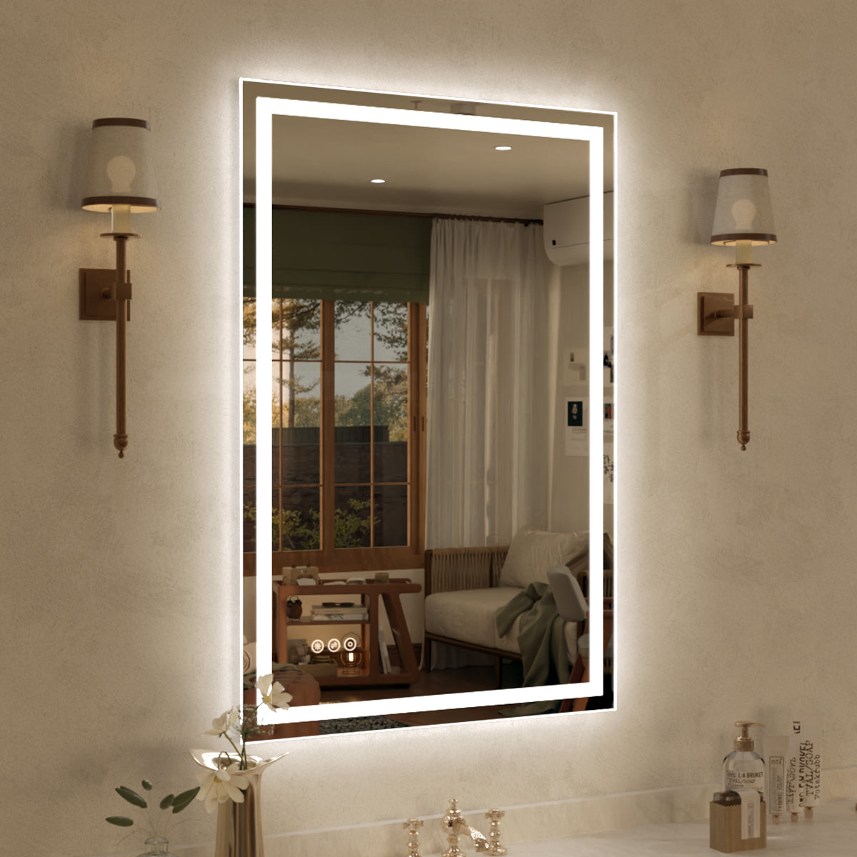 Spring Rectangular Frameless LED Wall Bathroom Vanity Mirror