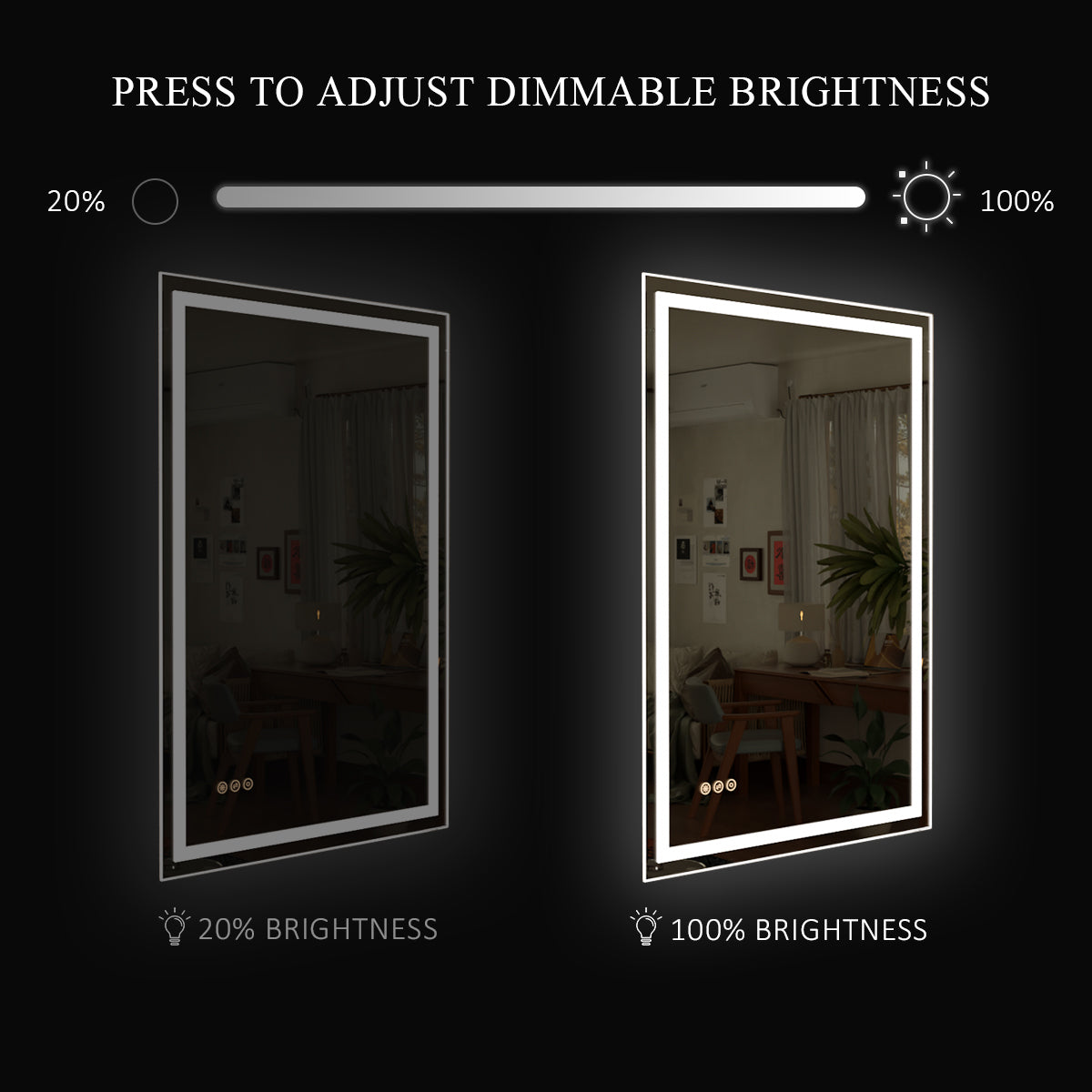 Spring Rectangular Frameless LED Wall Bathroom Vanity Mirror