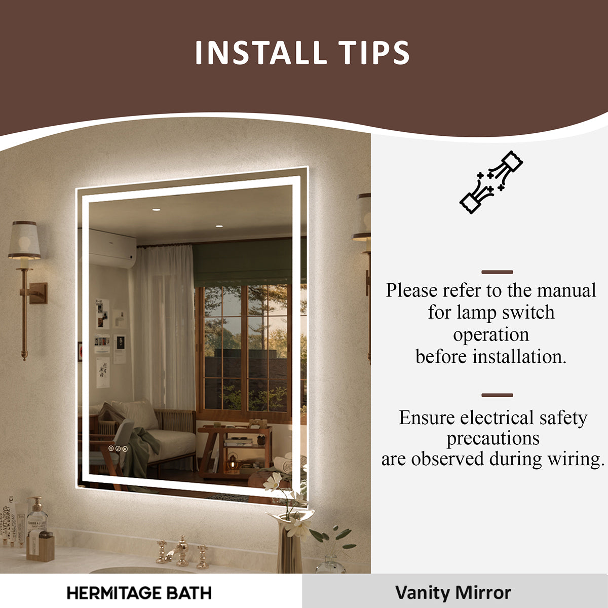 Spring Rectangular Frameless LED Wall Bathroom Vanity Mirror