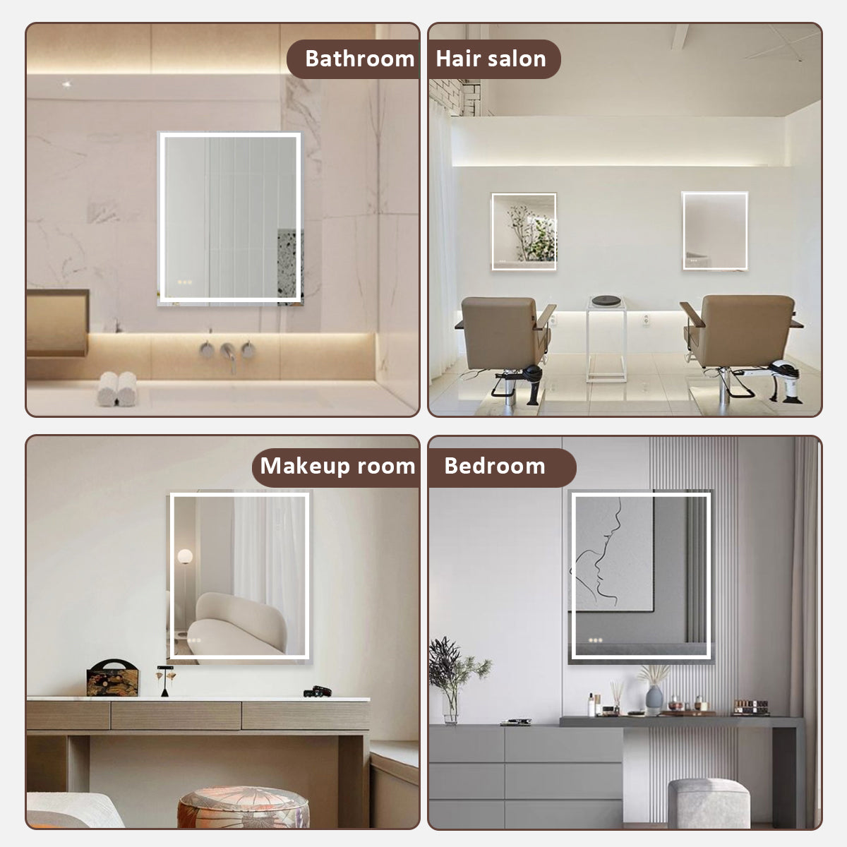 Spring Rectangular Frameless LED Wall Bathroom Vanity Mirror