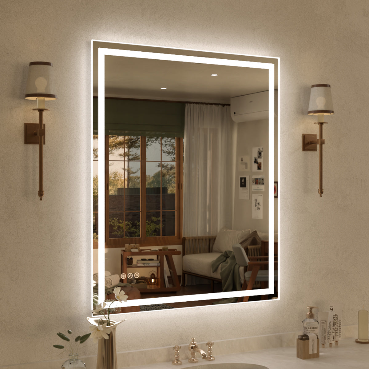 Spring Rectangular Frameless LED Wall Bathroom Vanity Mirror