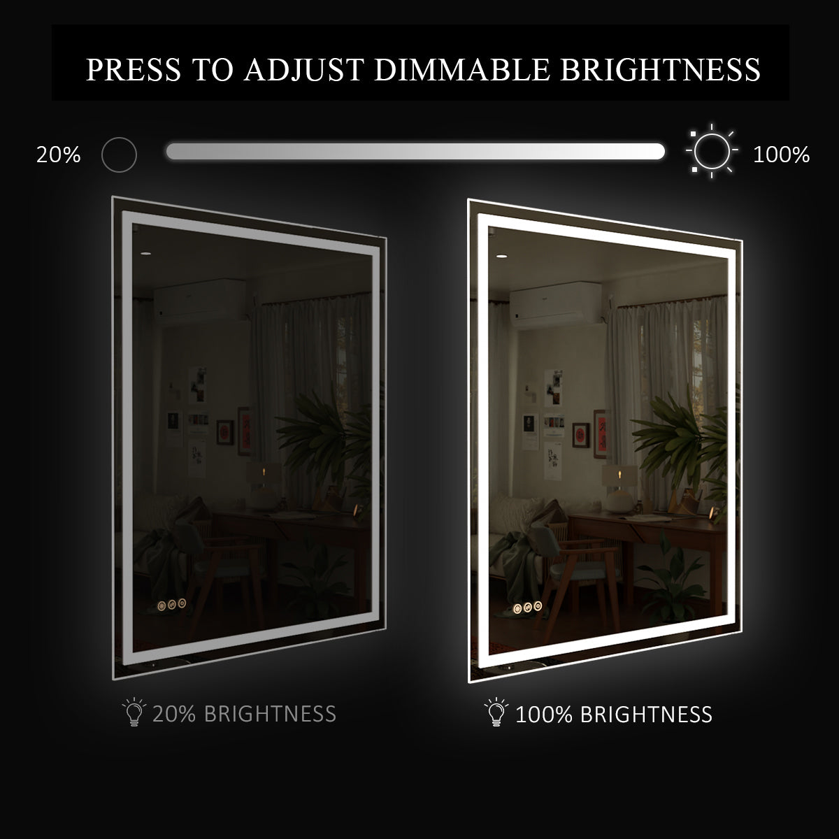 Spring Rectangular Frameless LED Wall Bathroom Vanity Mirror