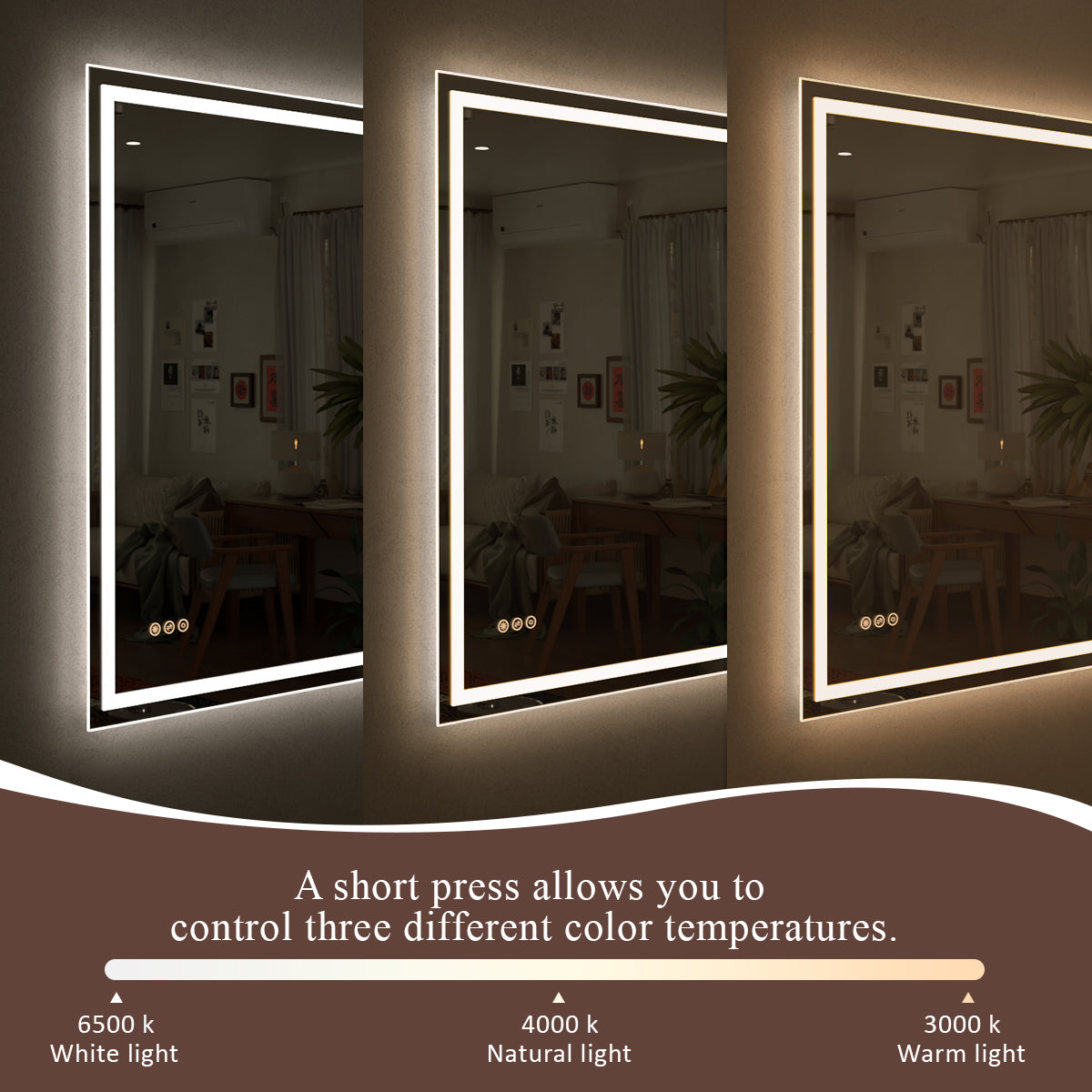 Spring Rectangular Frameless LED Wall Bathroom Vanity Mirror