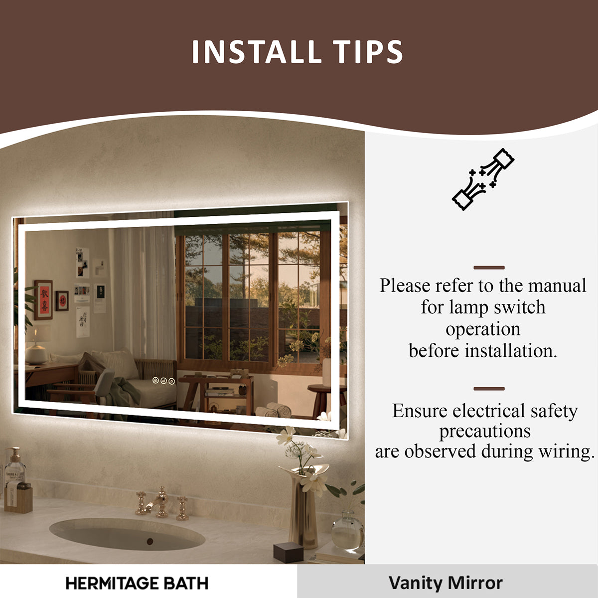 Spring 24 in. W x 36 in. H Rectangular Frameless LED Wall Bathroom Vanity Mirror