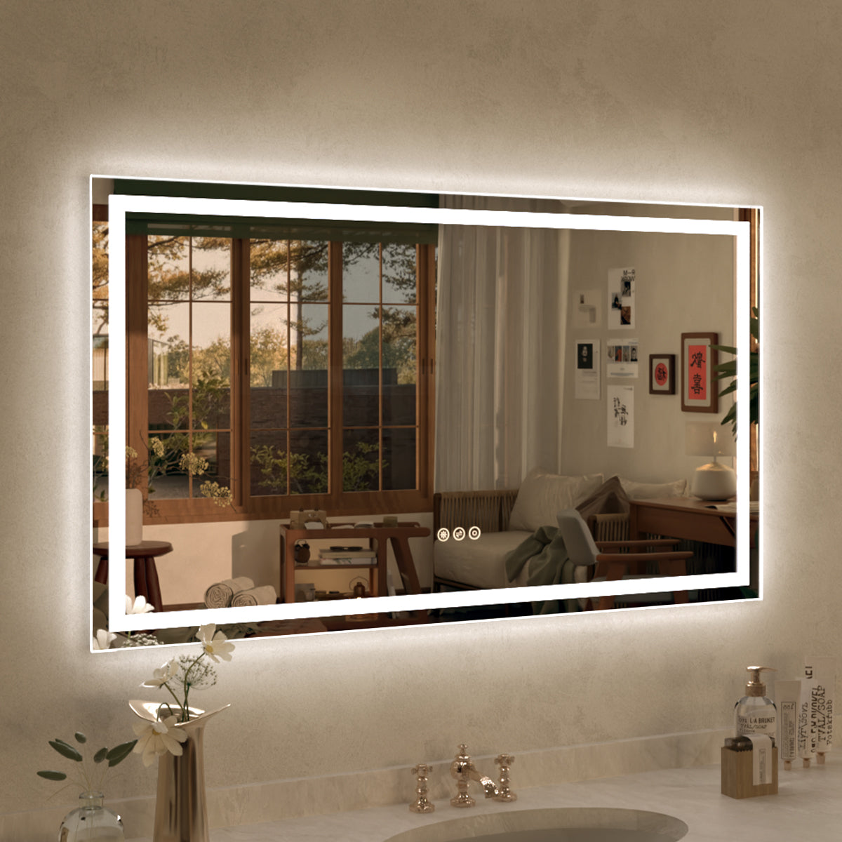 Spring 24 in. W x 36 in. H Rectangular Frameless LED Wall Bathroom Vanity Mirror