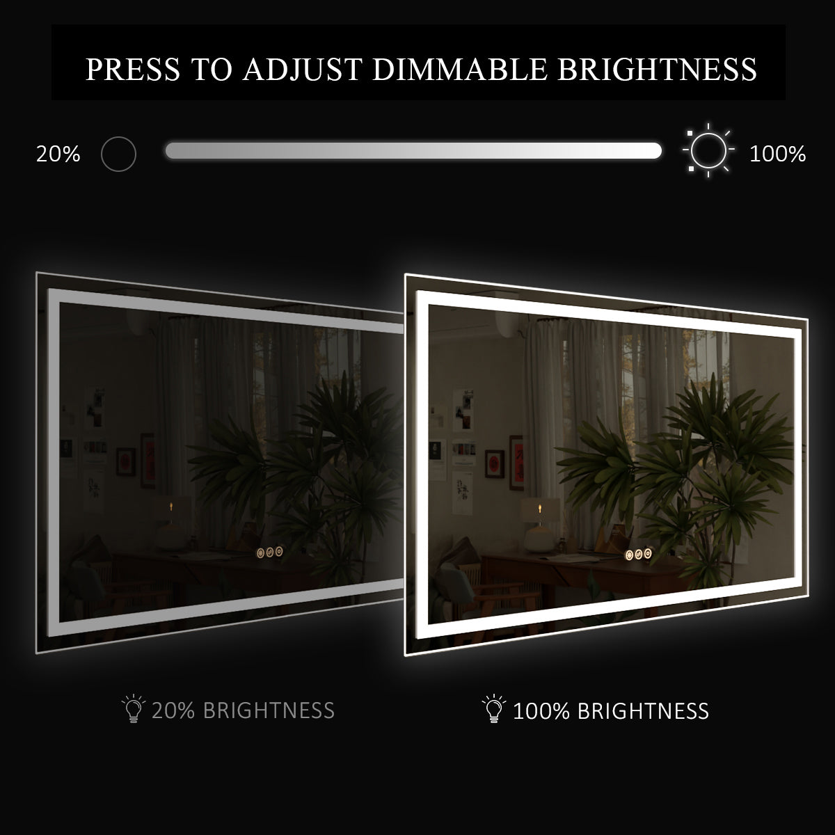 Spring 24 in. W x 36 in. H Rectangular Frameless LED Wall Bathroom Vanity Mirror