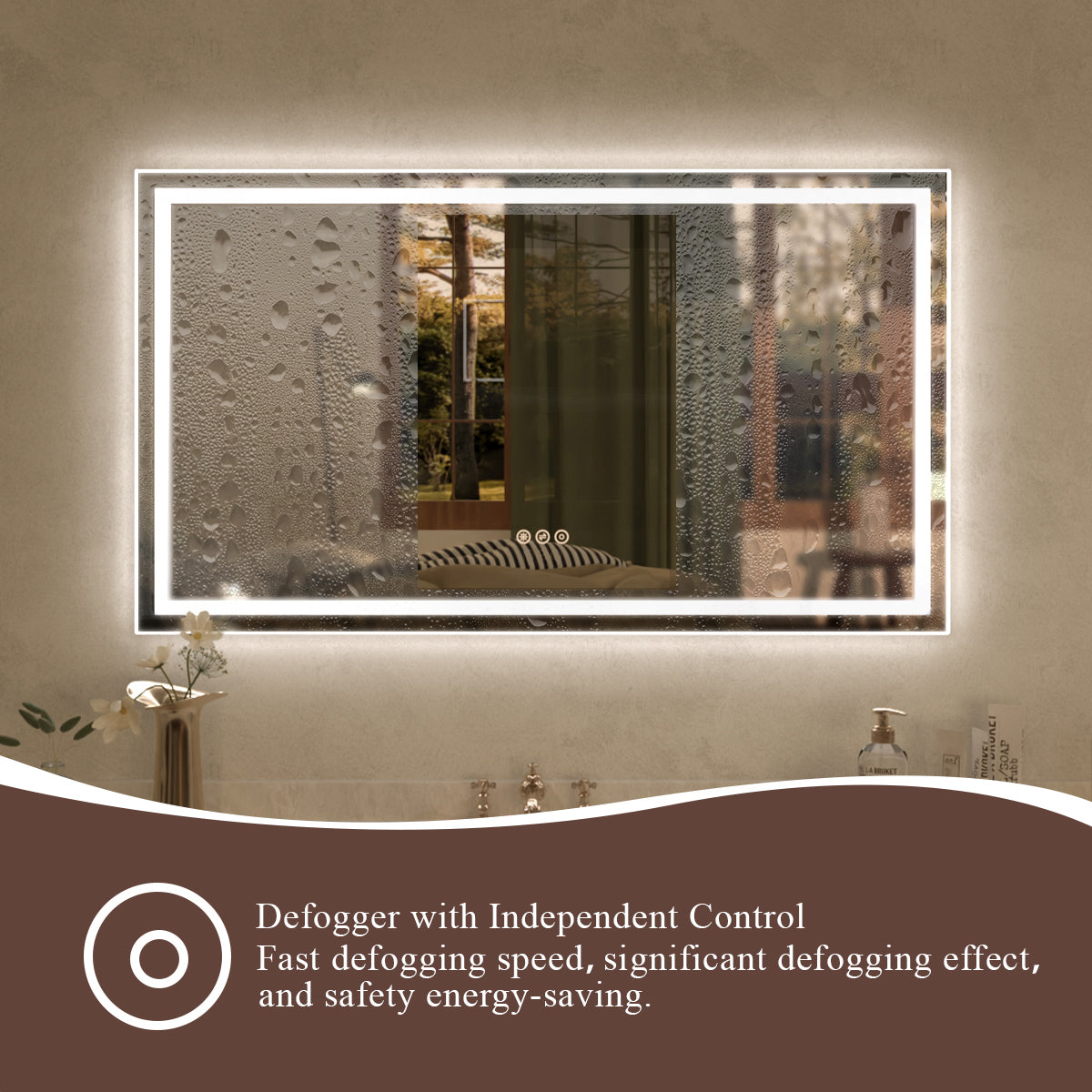 Spring 24 in. W x 36 in. H Rectangular Frameless LED Wall Bathroom Vanity Mirror