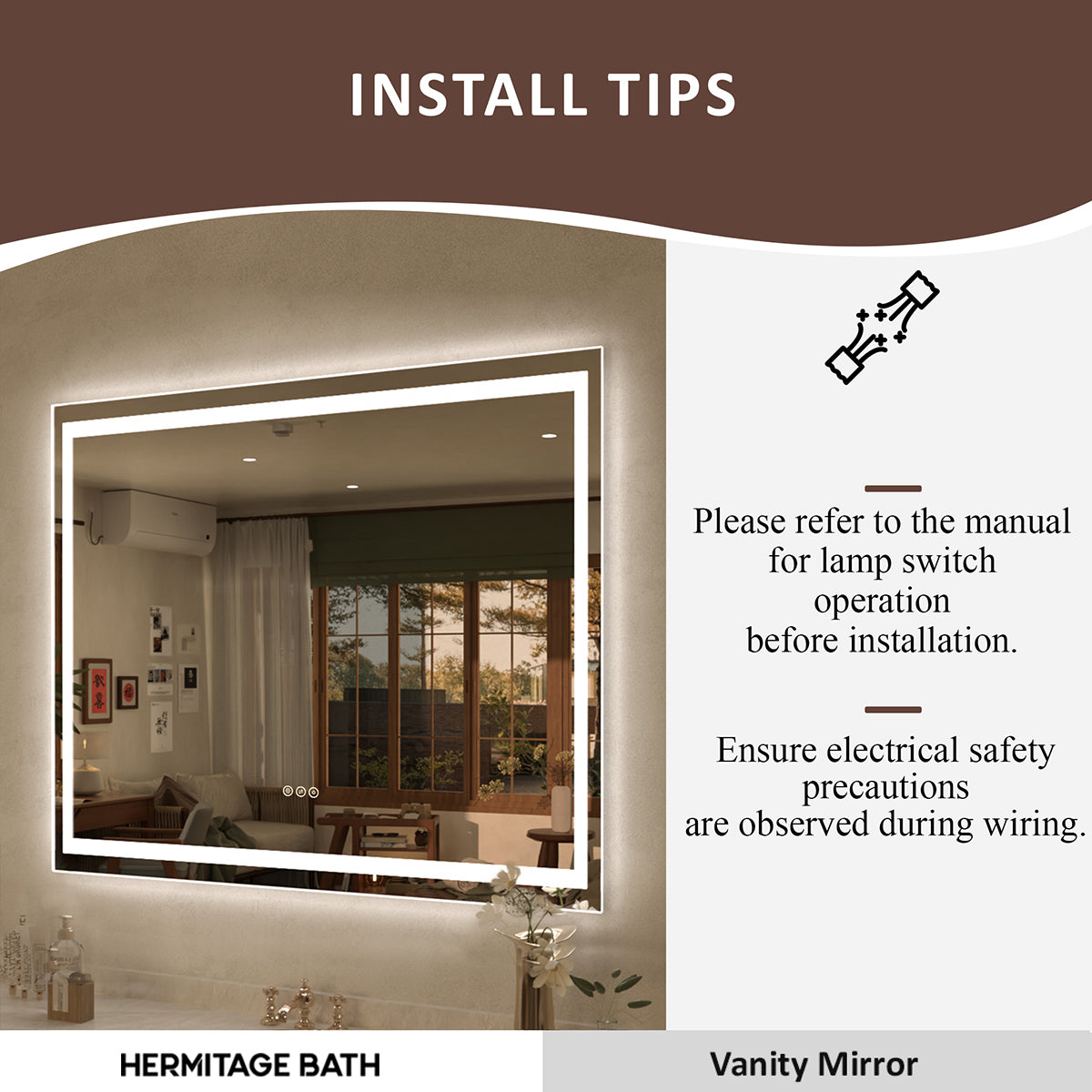 Spring Rectangular Frameless LED Wall Bathroom Vanity Mirror