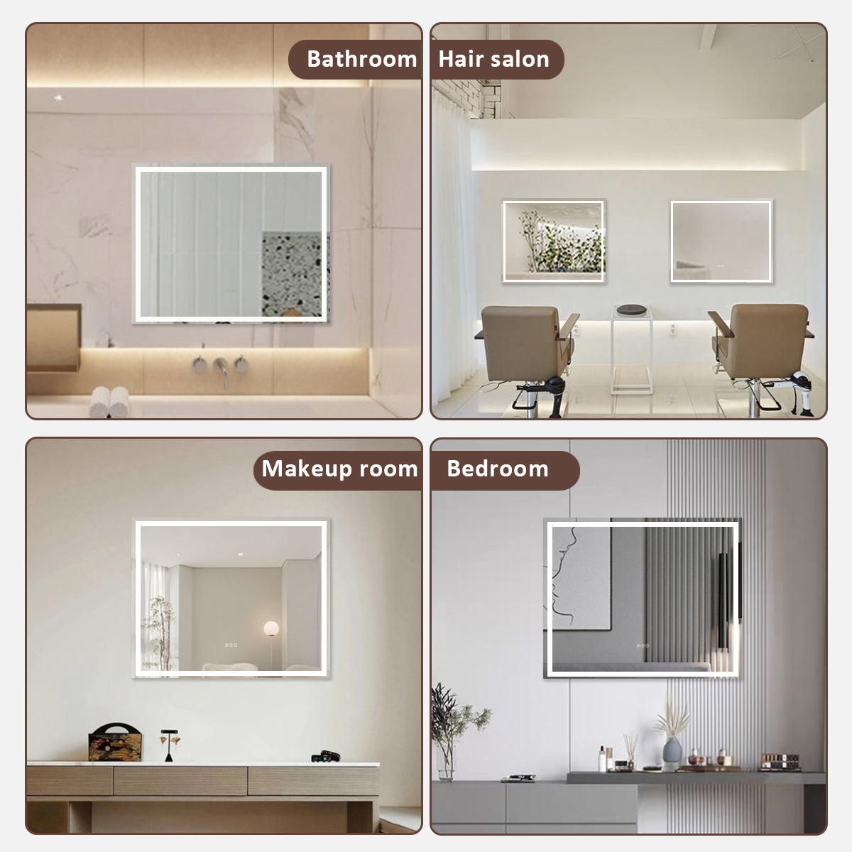 Spring Rectangular Frameless LED Wall Bathroom Vanity Mirror
