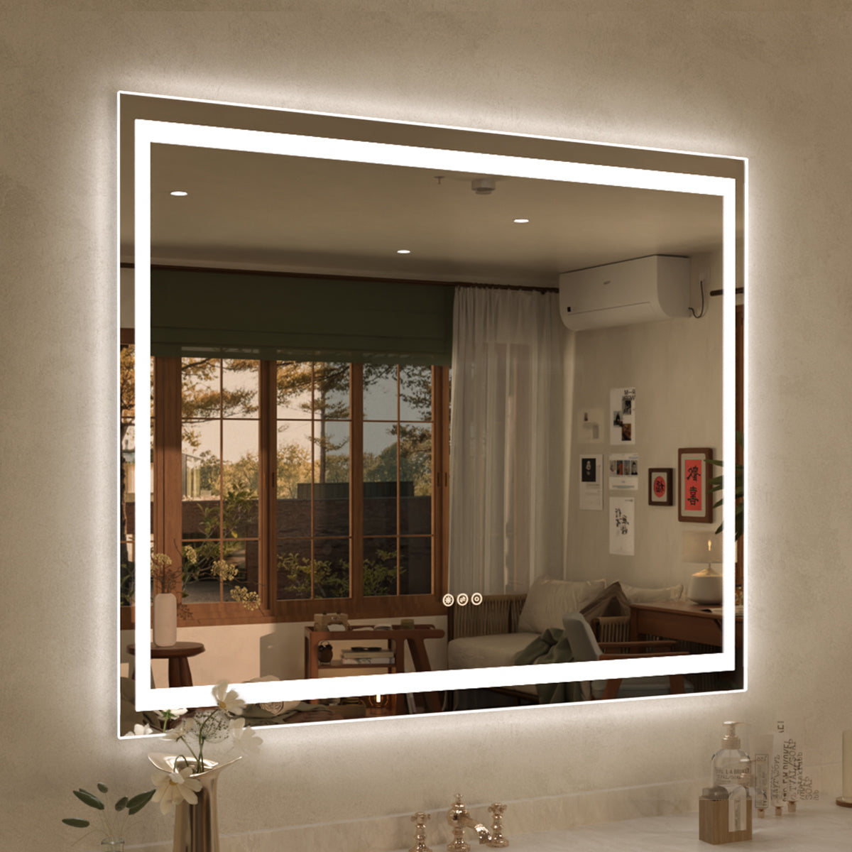 Spring Rectangular Frameless LED Wall Bathroom Vanity Mirror