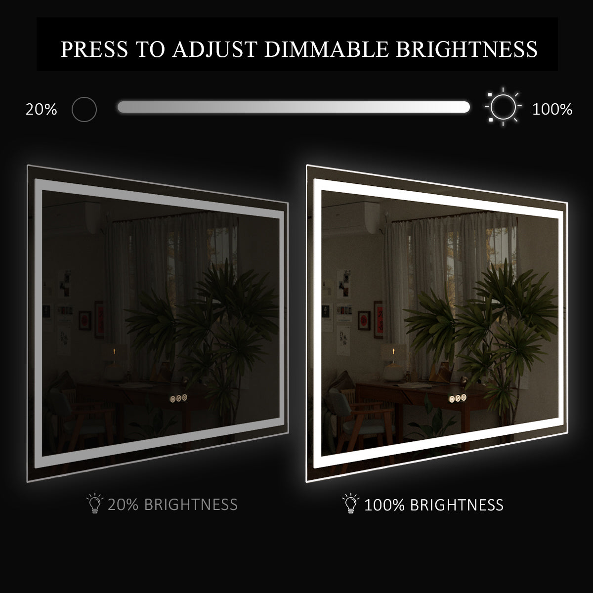 Spring Rectangular Frameless LED Wall Bathroom Vanity Mirror