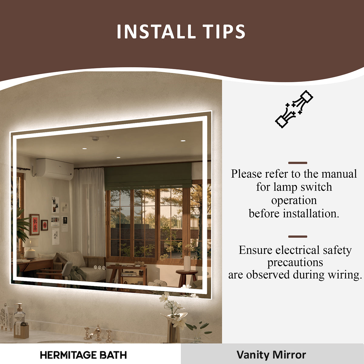 Spring Rectangular Frameless LED Wall Bathroom Vanity Mirror
