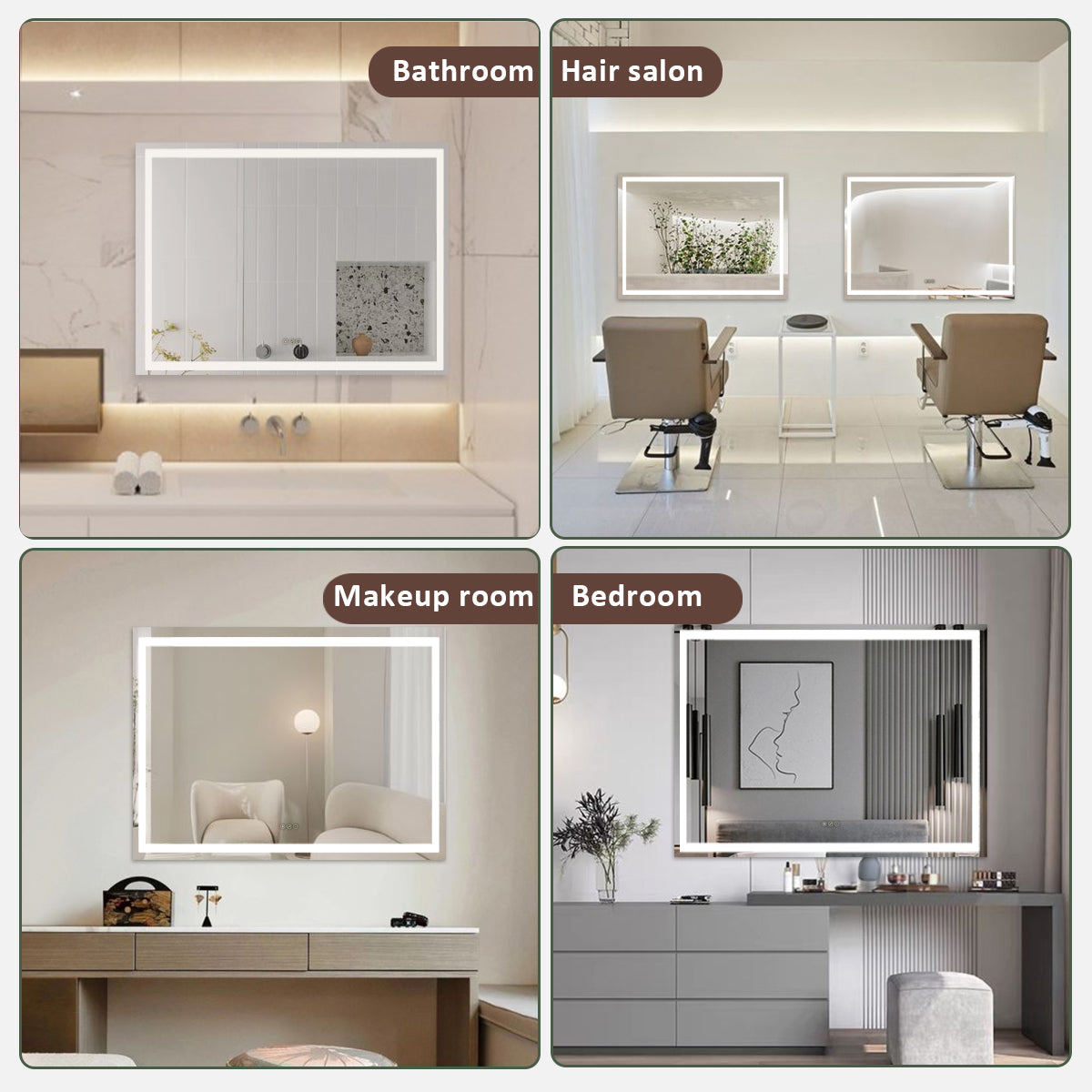 Spring Rectangular Frameless LED Wall Bathroom Vanity Mirror