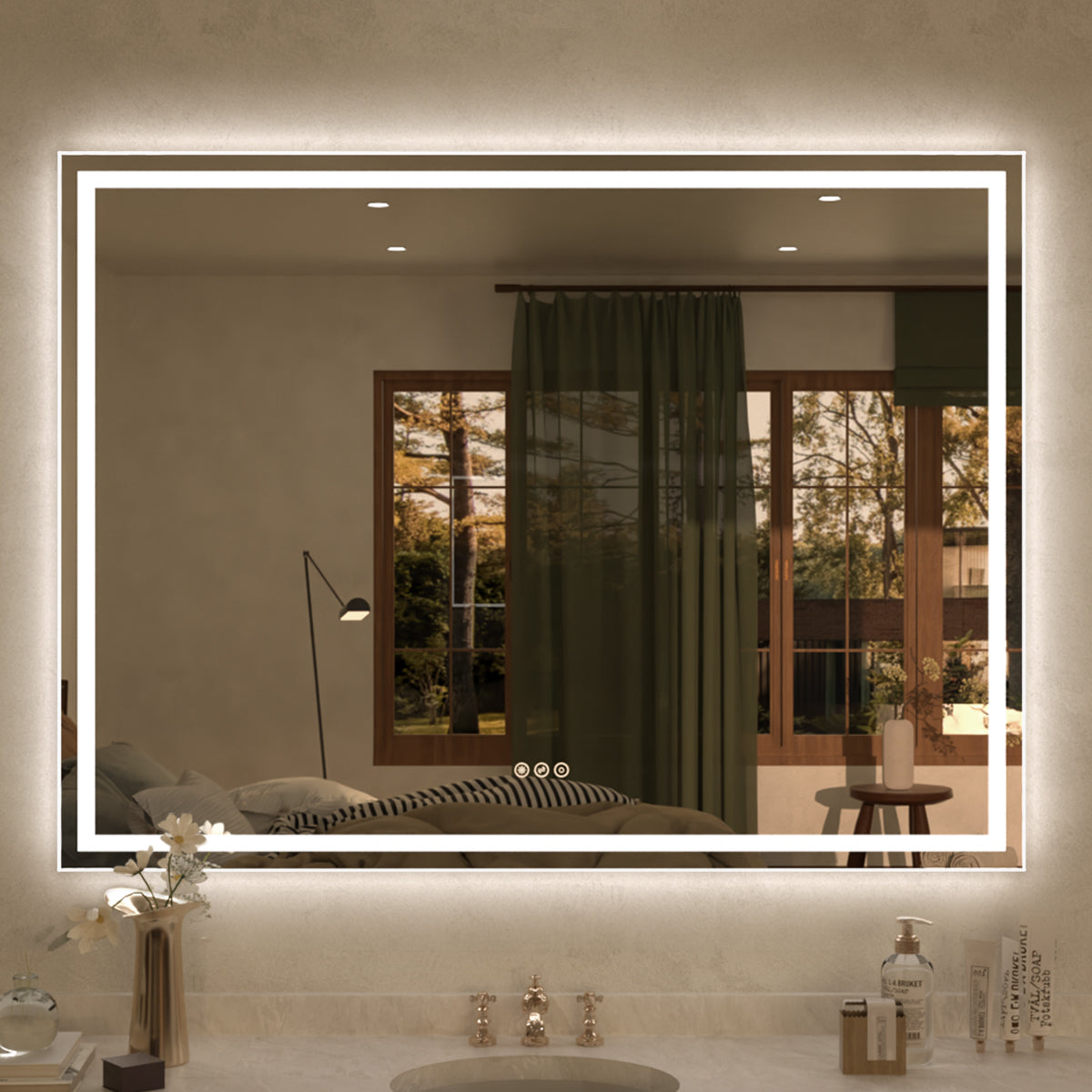 Spring Rectangular Frameless LED Wall Bathroom Vanity Mirror