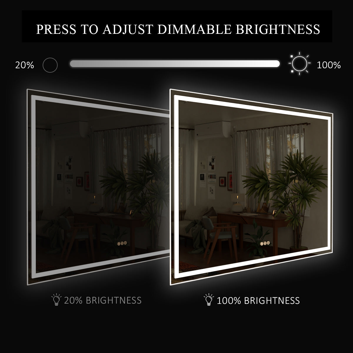 Spring Rectangular Frameless LED Wall Bathroom Vanity Mirror