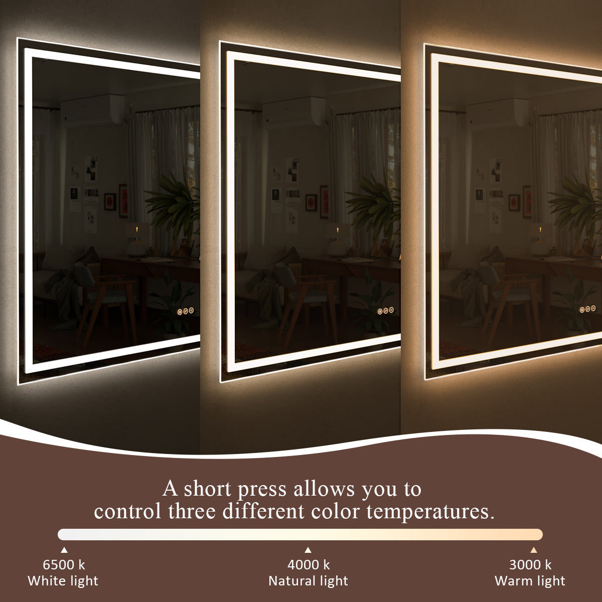 Spring Rectangular Frameless LED Wall Bathroom Vanity Mirror