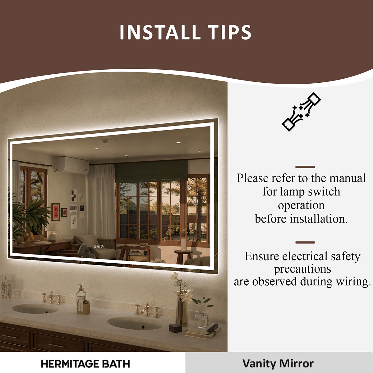 Spring Rectangular Frameless LED Wall Bathroom Vanity Mirror