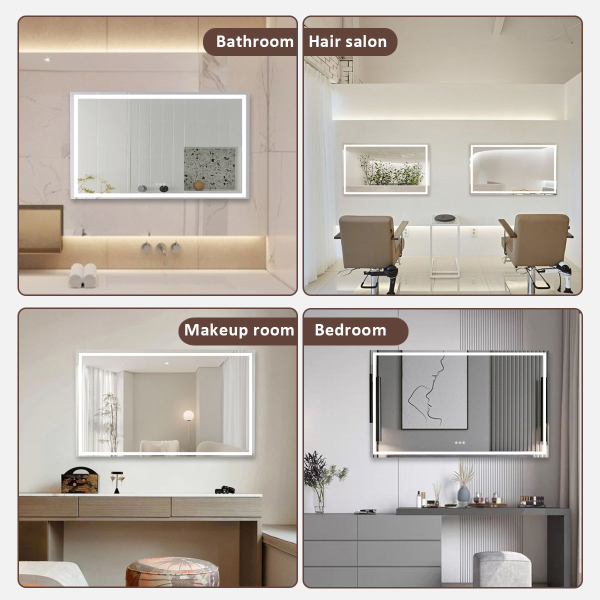 Spring Rectangular Frameless LED Wall Bathroom Vanity Mirror