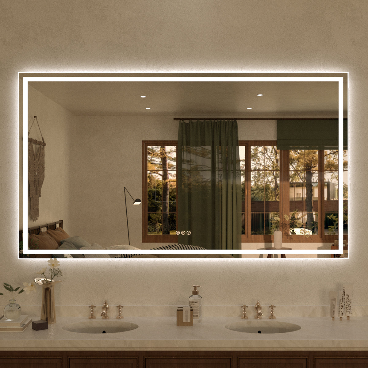 Spring Rectangular Frameless LED Wall Bathroom Vanity Mirror
