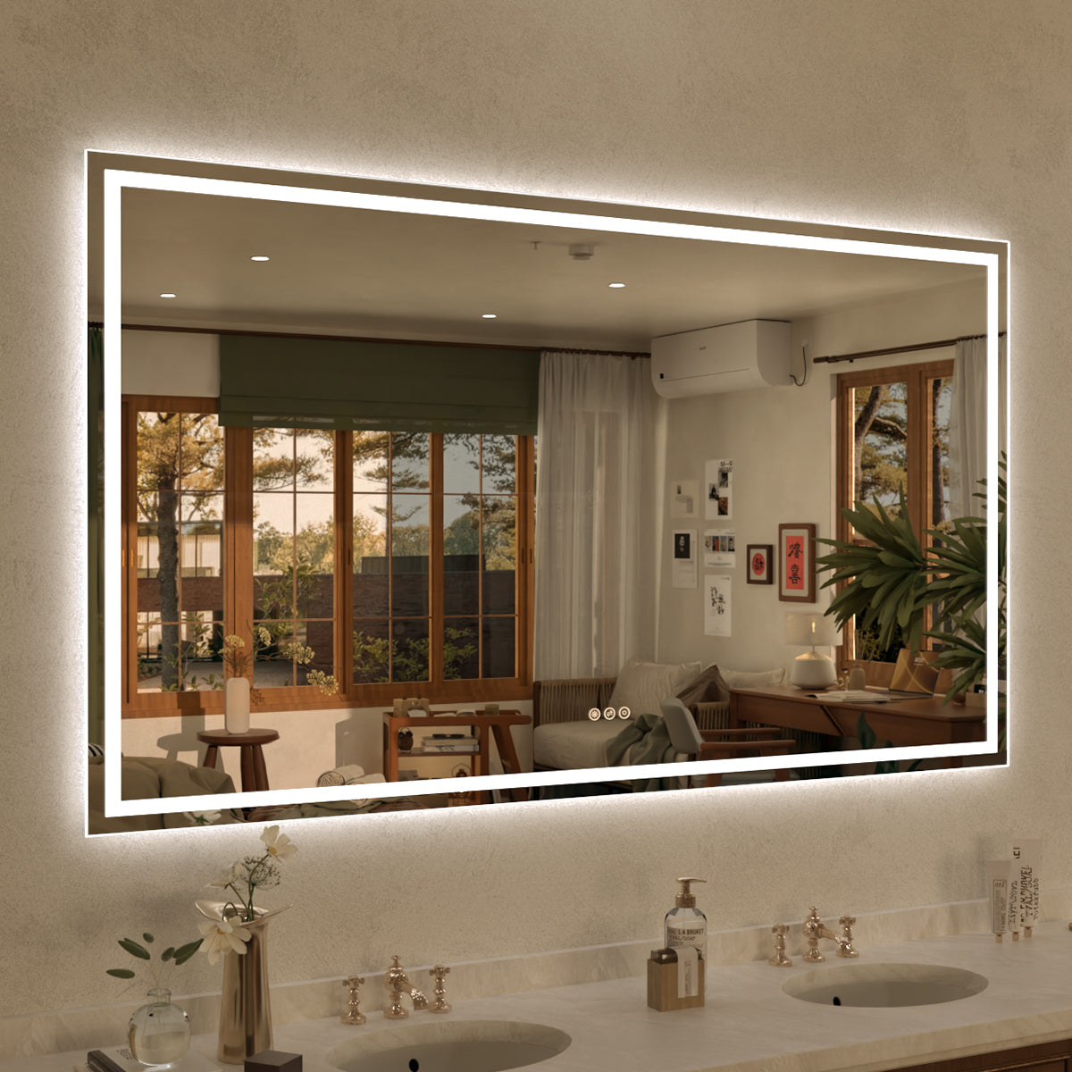 Spring Rectangular Frameless LED Wall Bathroom Vanity Mirror