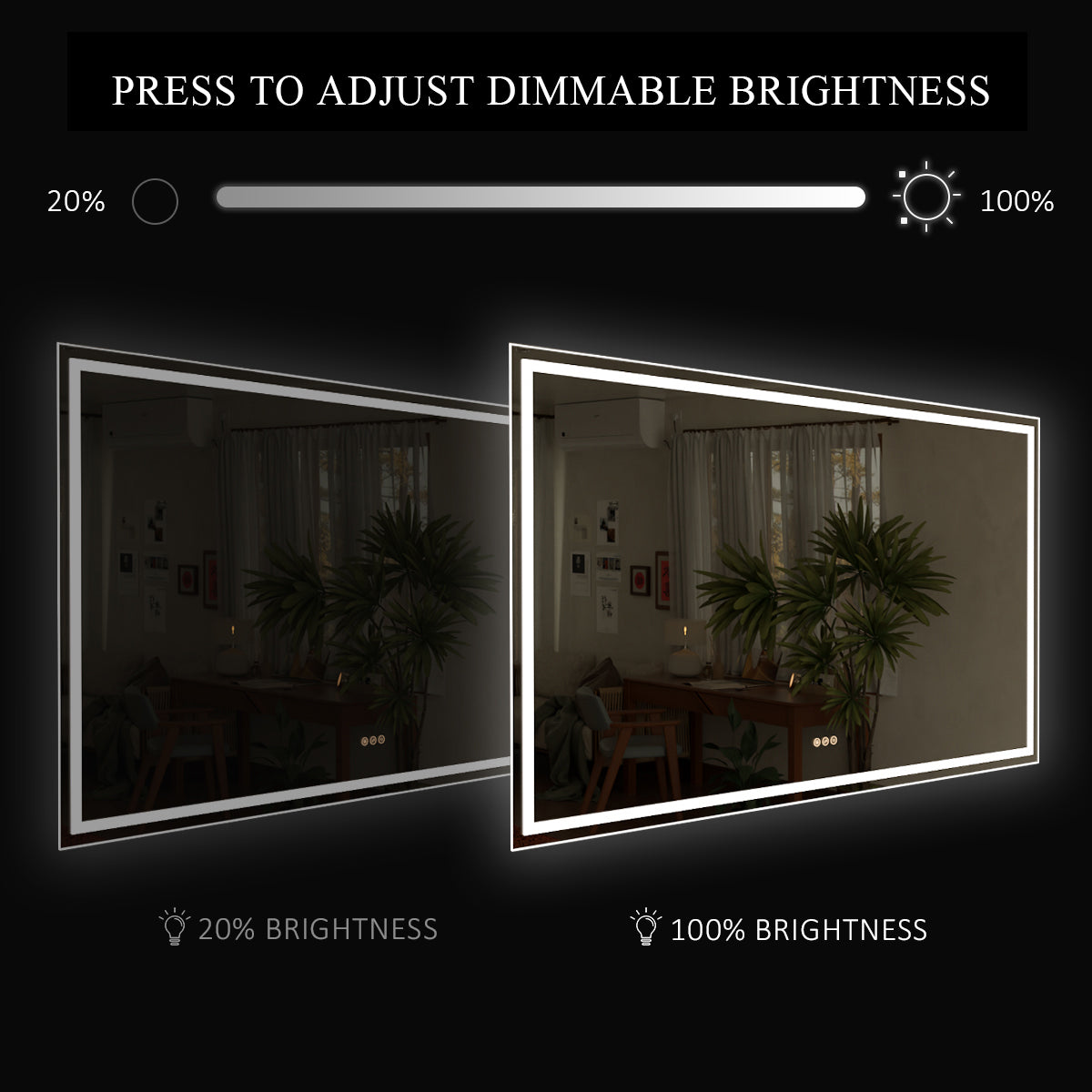 Spring Frameless LED Vanity Mirror - Available in 30x36 in. & Other Sizes