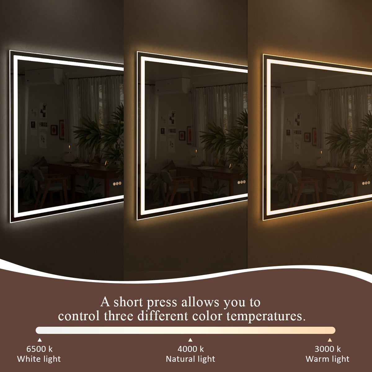 Spring Rectangular Frameless LED Wall Bathroom Vanity Mirror
