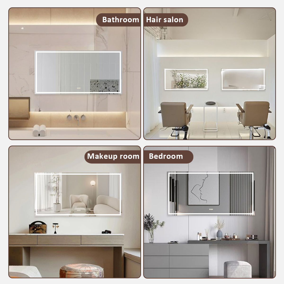 Spring Rectangular Frameless LED Wall Bathroom Vanity Mirror