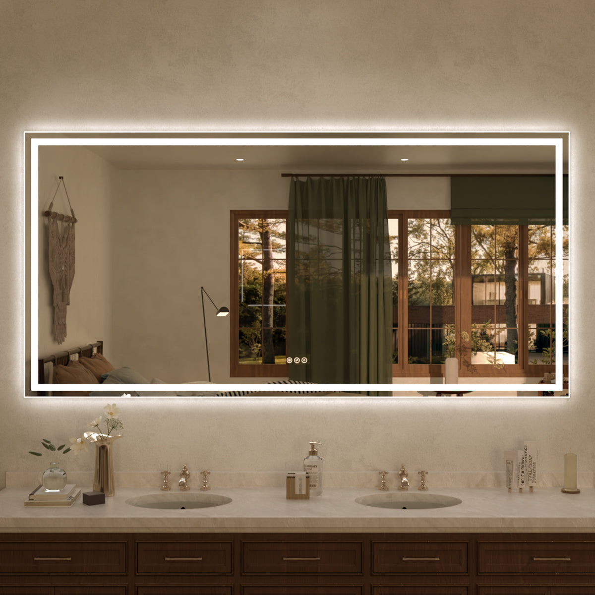 Spring Rectangular Frameless LED Wall Bathroom Vanity Mirror