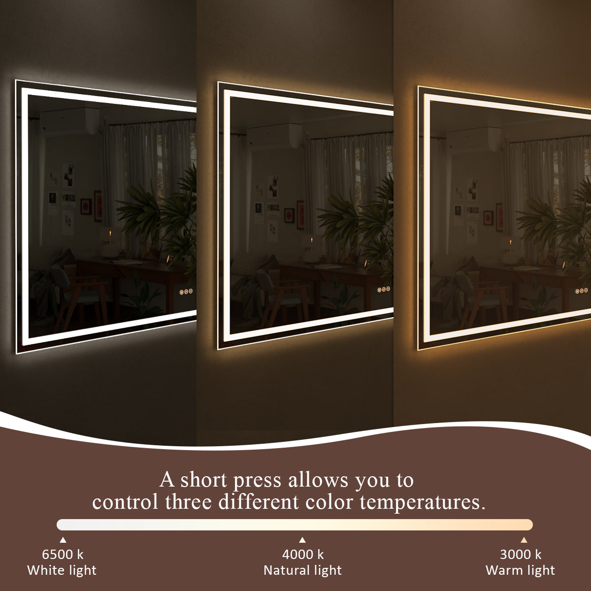 Spring Rectangular Frameless LED Wall Bathroom Vanity Mirror
