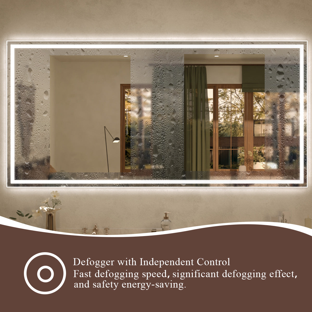 Spring Rectangular Frameless LED Wall Bathroom Vanity Mirror