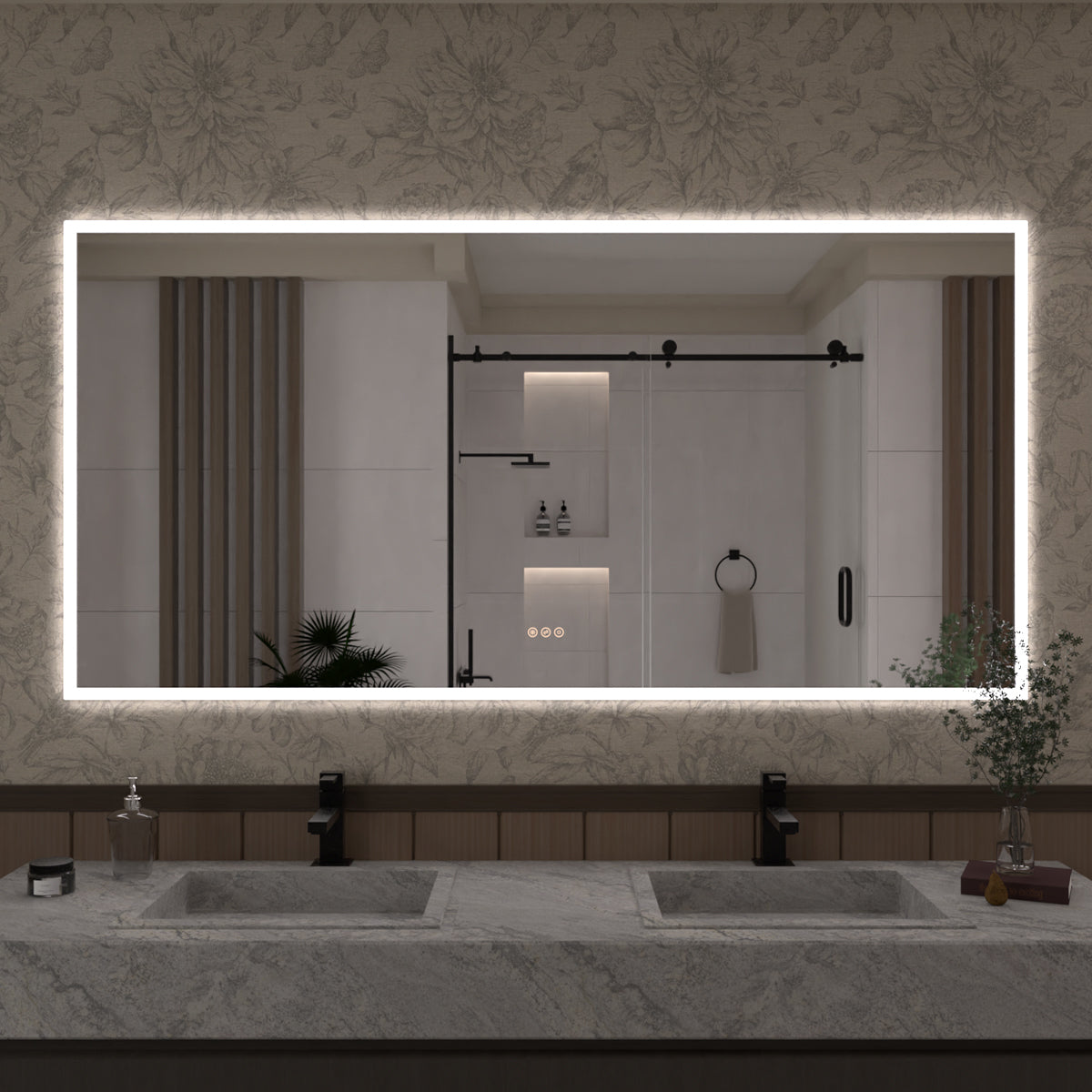 Musci 22 in. W x 30 in. H Rectangular Frameless LED Wall Bathroom Vanity Mirror