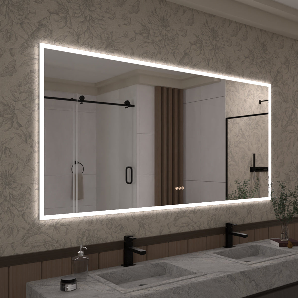 Musci Rectangular Frameless LED Wall Bathroom Vanity Mirror