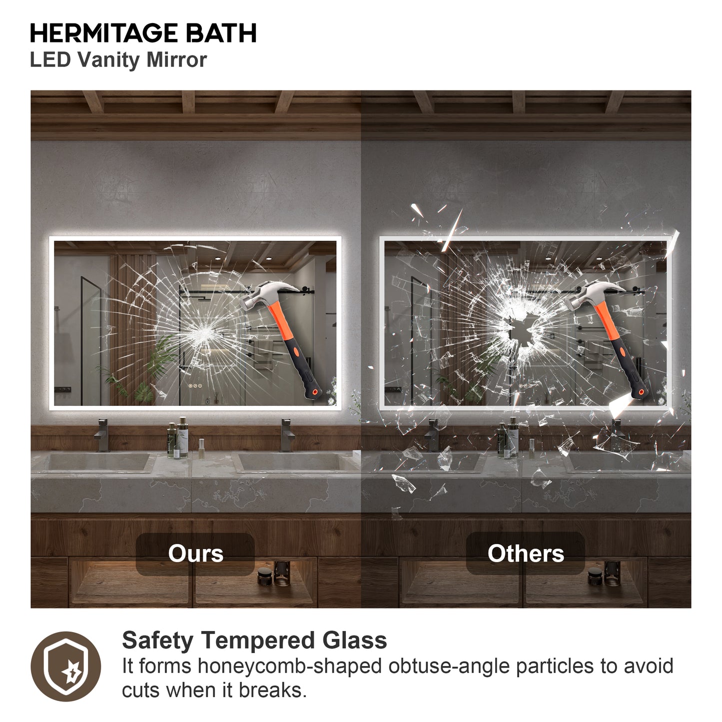 Musci Rectangular Frameless LED Wall Bathroom Vanity Mirror