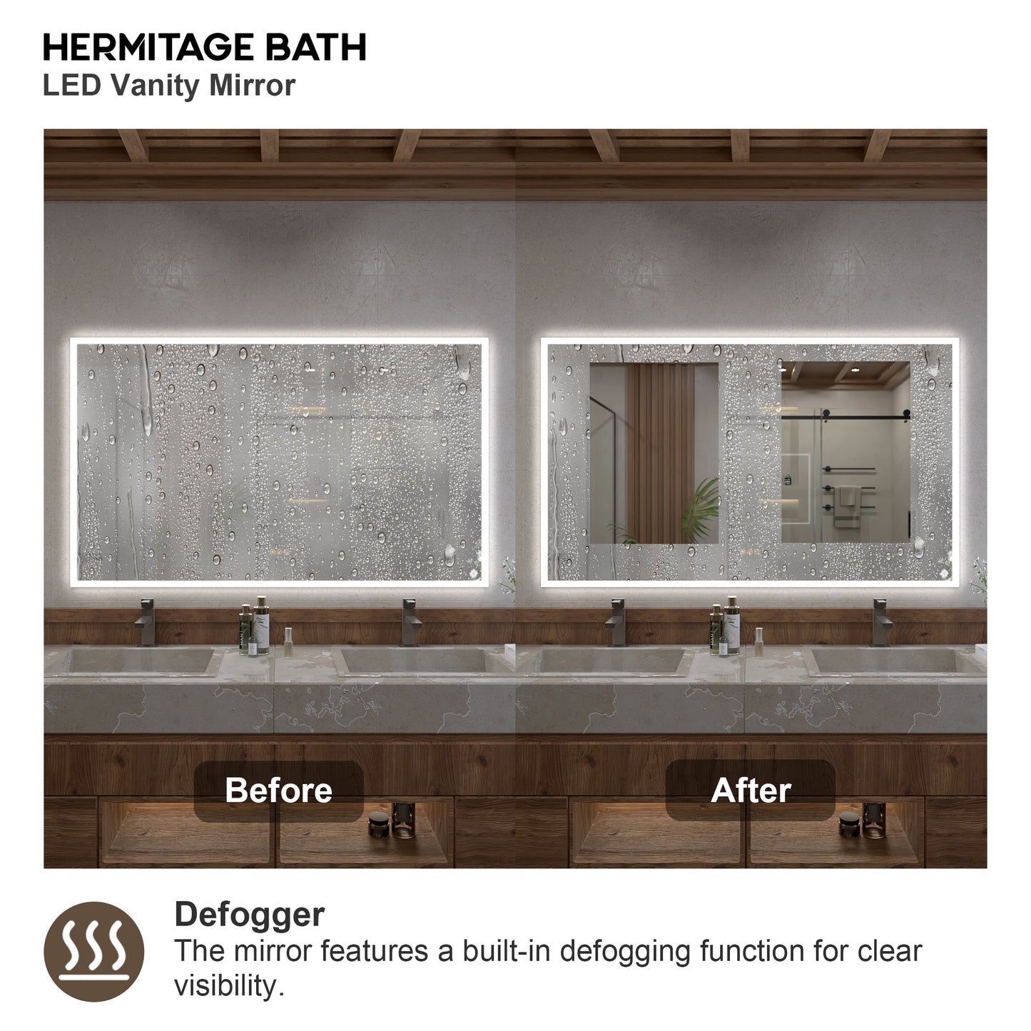 Musci Rectangular Frameless LED Wall Bathroom Vanity Mirror
